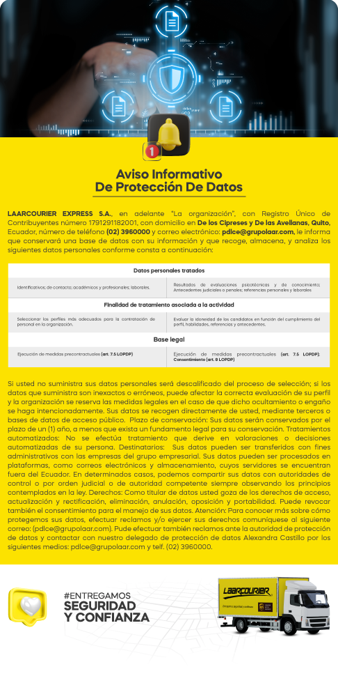 Modal aviso tratamiento de datos.